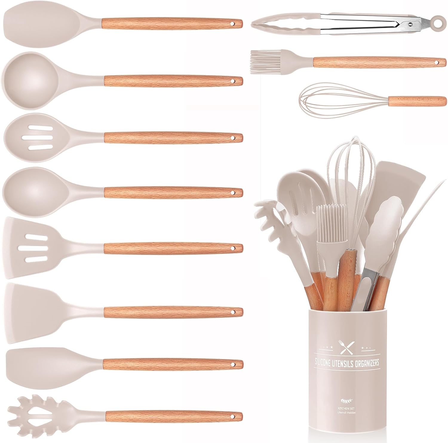 12 PCS Kitchen Utensil Set, Silicone Cooking Utens...
