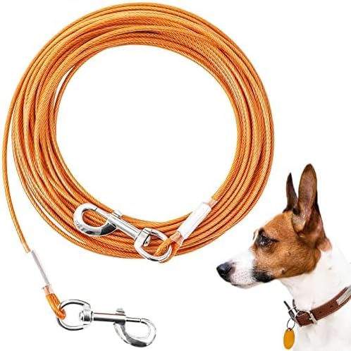 Mi Metty Tie Out Cable Chew Proof Dog Runner Cable with Durable Spring Rust- Pro...
