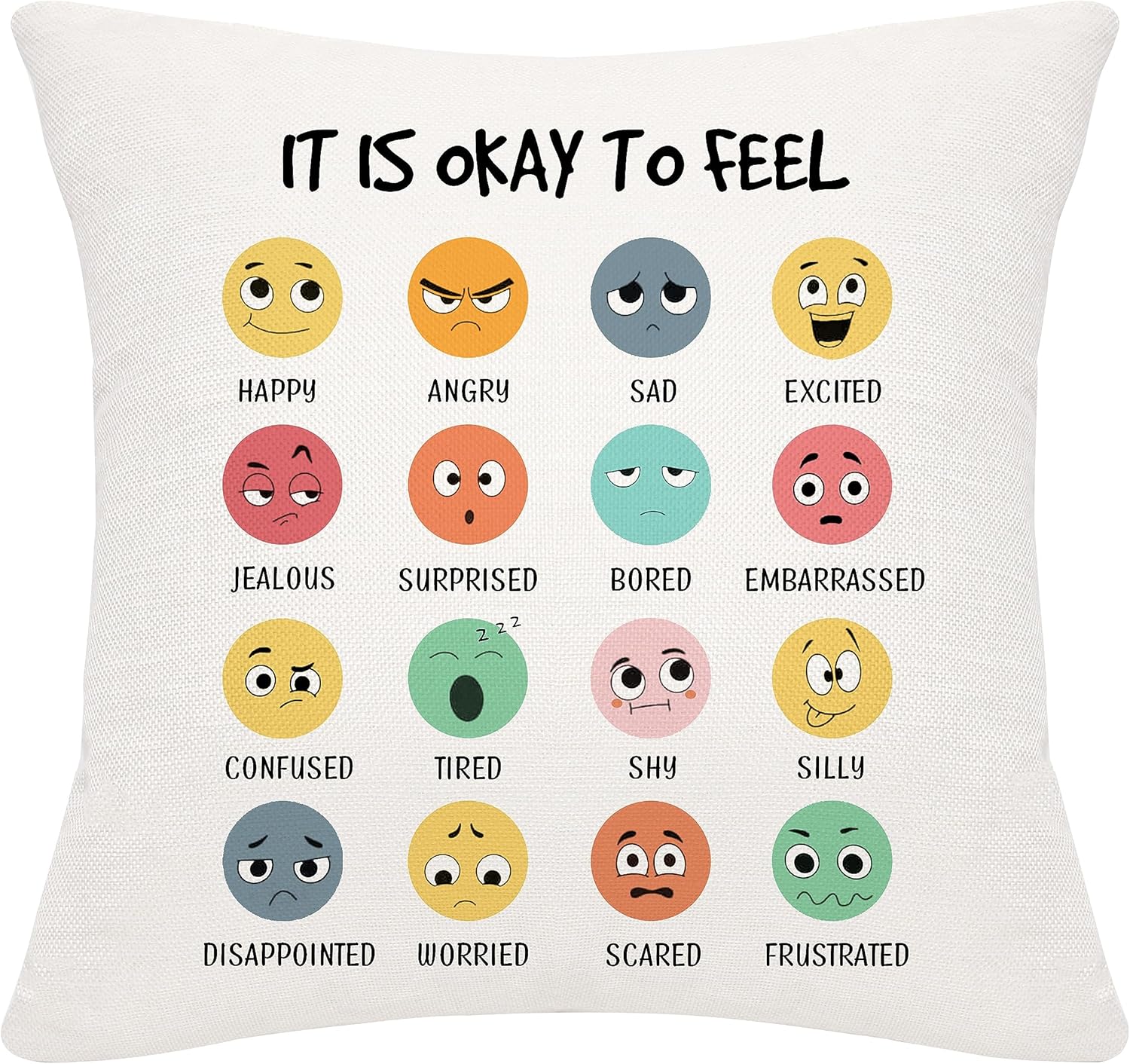 Inspirational Quote It is Okay to Feel Emotion Feelings Cushion Cover 18x18 Inch...