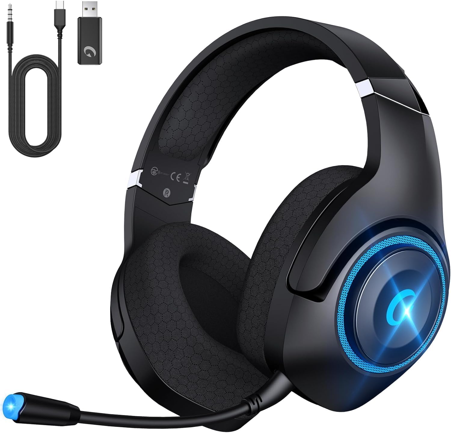 Wireless Gaming Headset, 2.4GHz USB Gaming Headphones for PS5, PS4,Switch,PC,Mac...