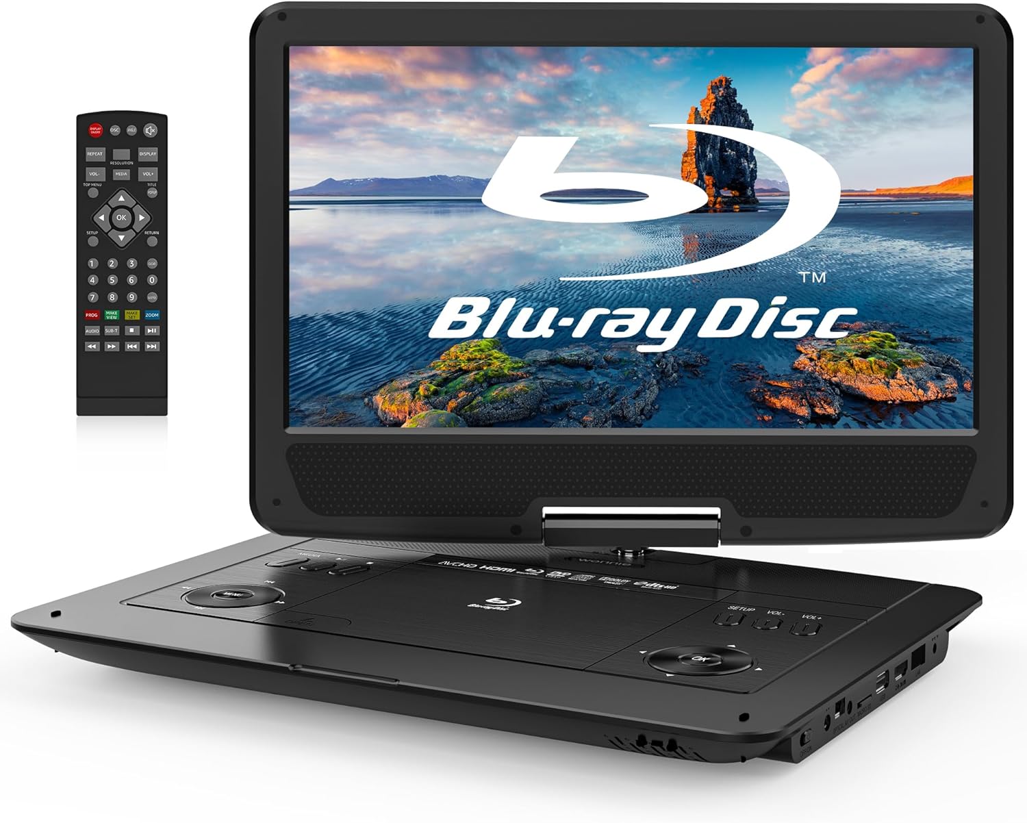 WONNIE 16.9" Portable Blu Ray DVD Player with 14.1" 1080P Full HD Large Swivel S...
