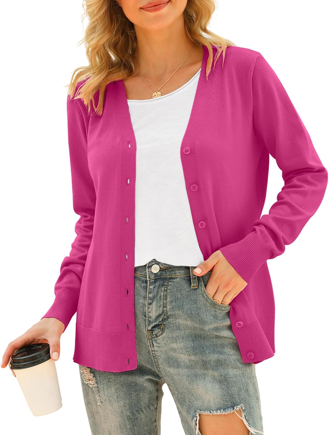 VIISHOW Women’s Knitwear, Special V Neck Button Down Knitwear, Innovative Soft B...