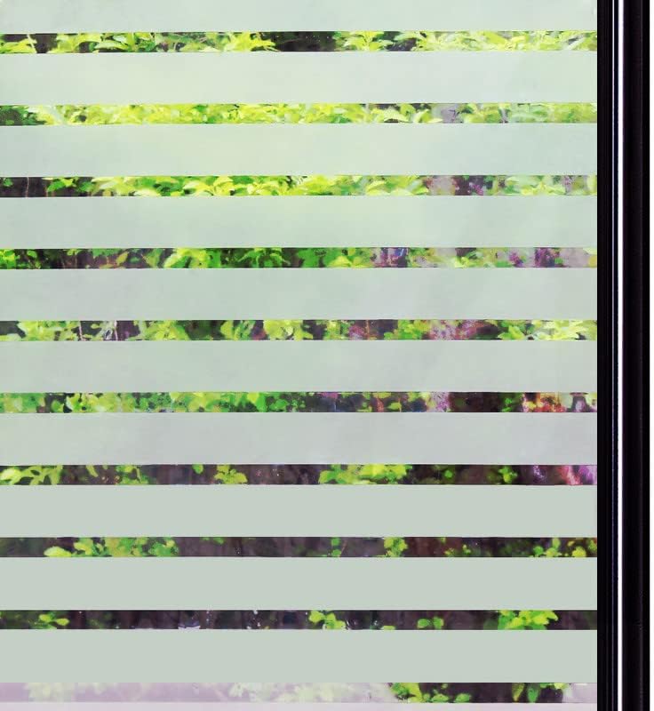 Qualsen Window Film Privacy, Frosted Window Film Stripe Window Film Privacy Wind...