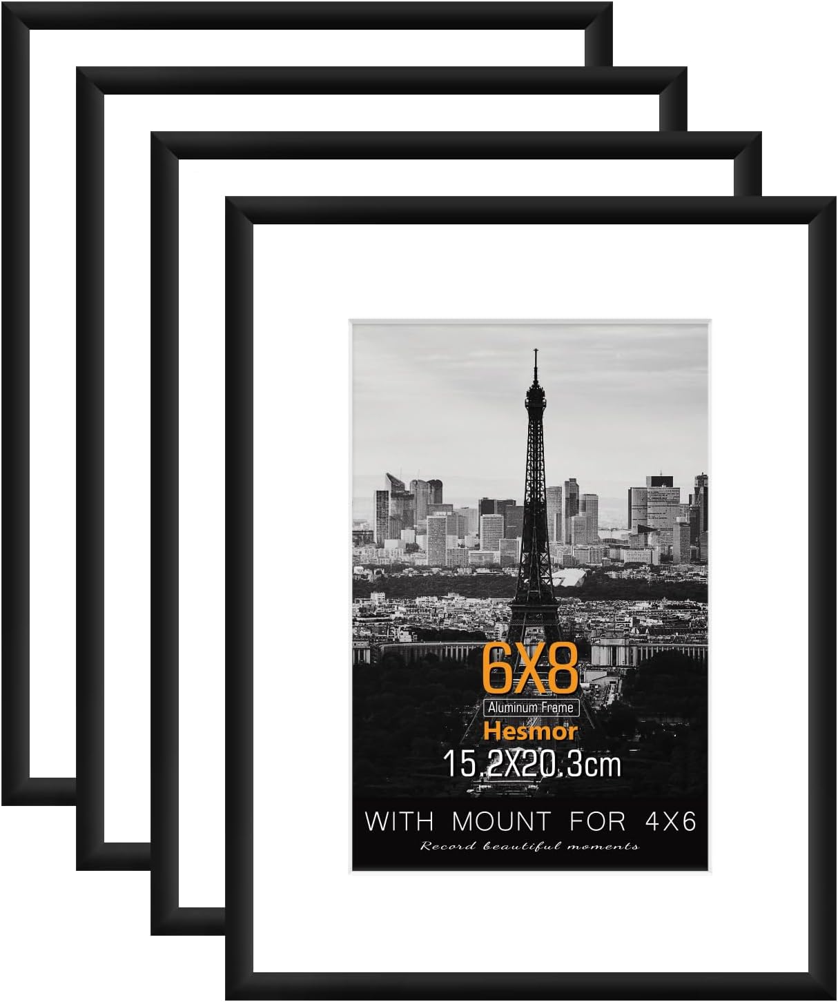 Hesmor Picture Frame 6 x 8 inch Aluminum Acrylic Picture Frames in Black, Set of...