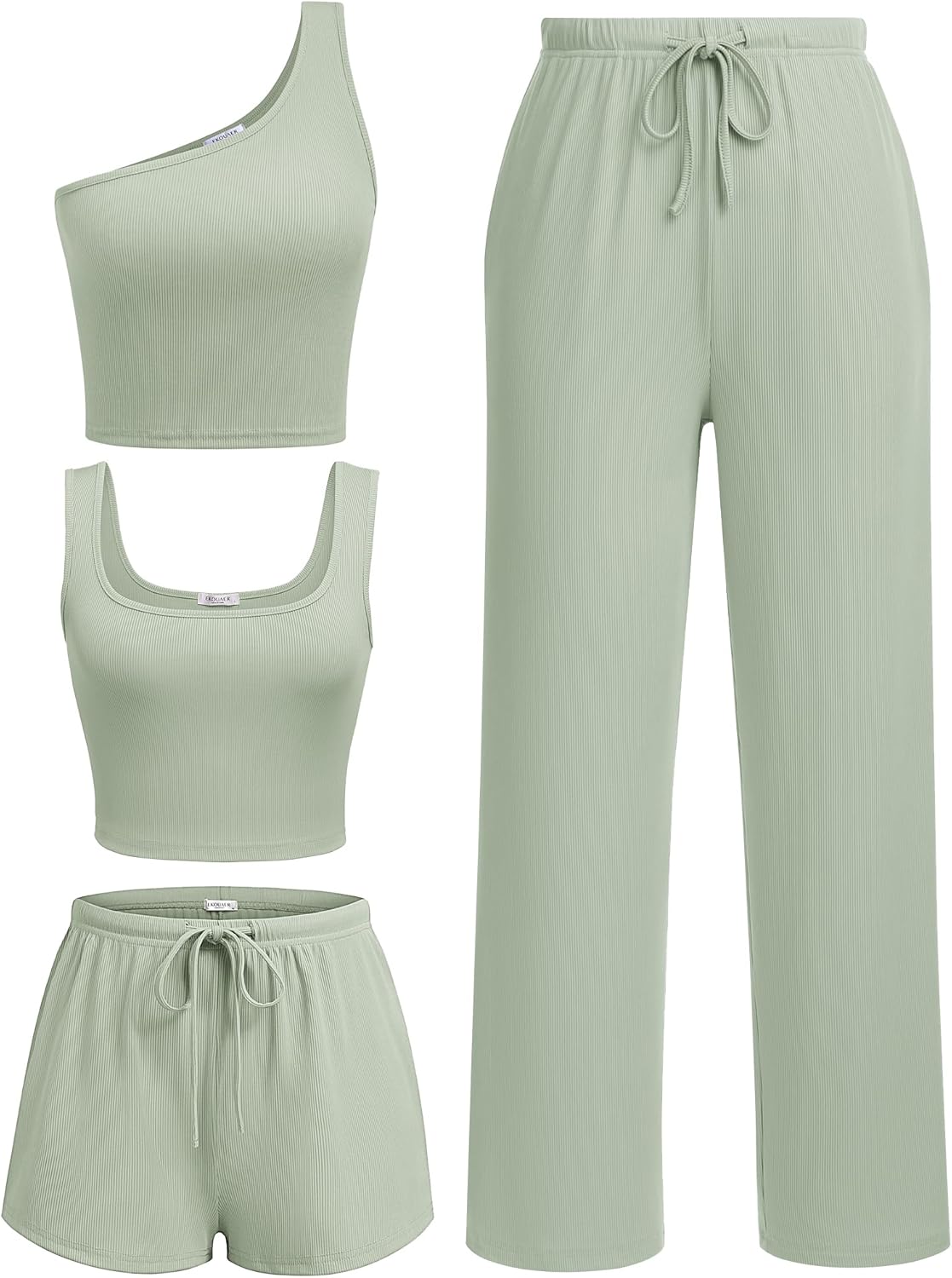 Ekouaer Women's Lounge Sets, Special 4 Piece Casual Outfits, Innovative Ribbed K...