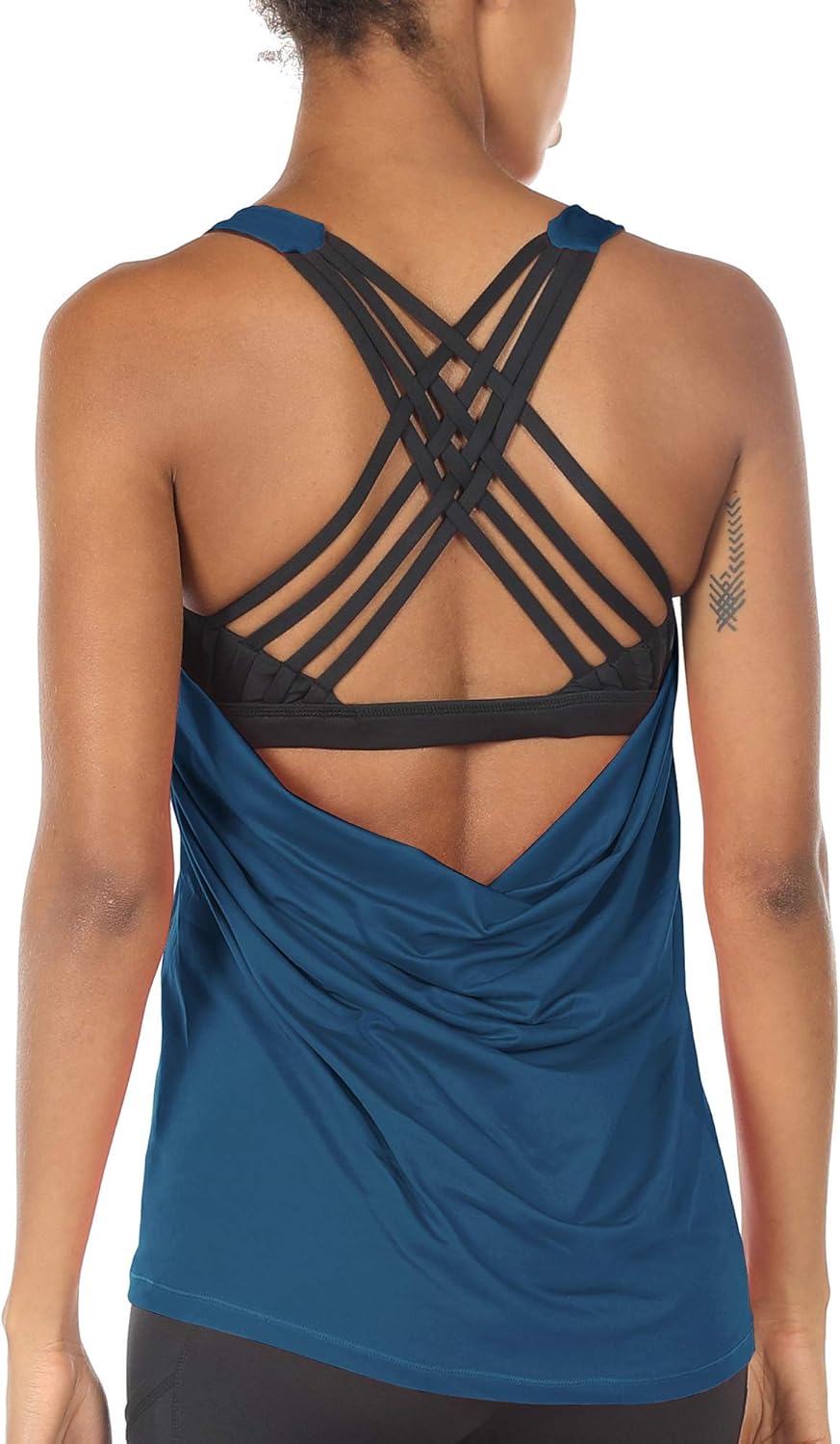 icyzone Women's Open Back Workout Athletic Yoga Tank Tops, Special Tank Tops wit...