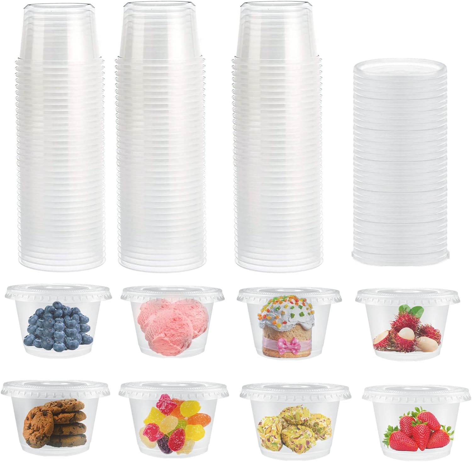 Surflyee 50 Pack Plastic Containers with Lids, 200ML Plastic Food Containers wit...