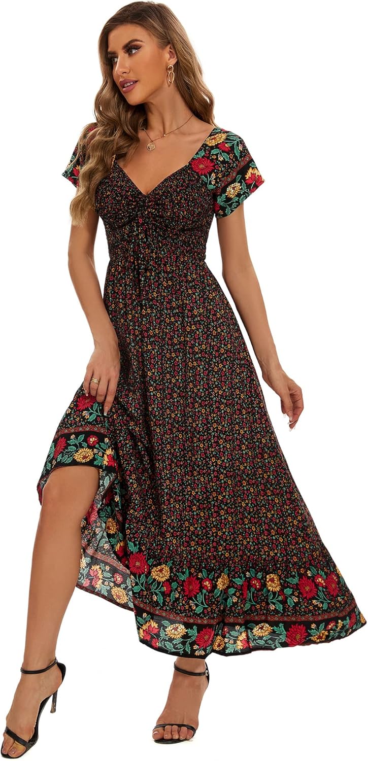 Women’s Summer Dress, Special Floral Maxi Dress for Casual Wear, Innovative Shor...