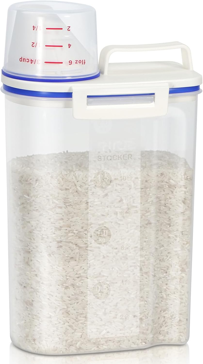 TBMax Rice Storage Bin, High-Quality Cereal Container Dispenser with BPA Free Pl...