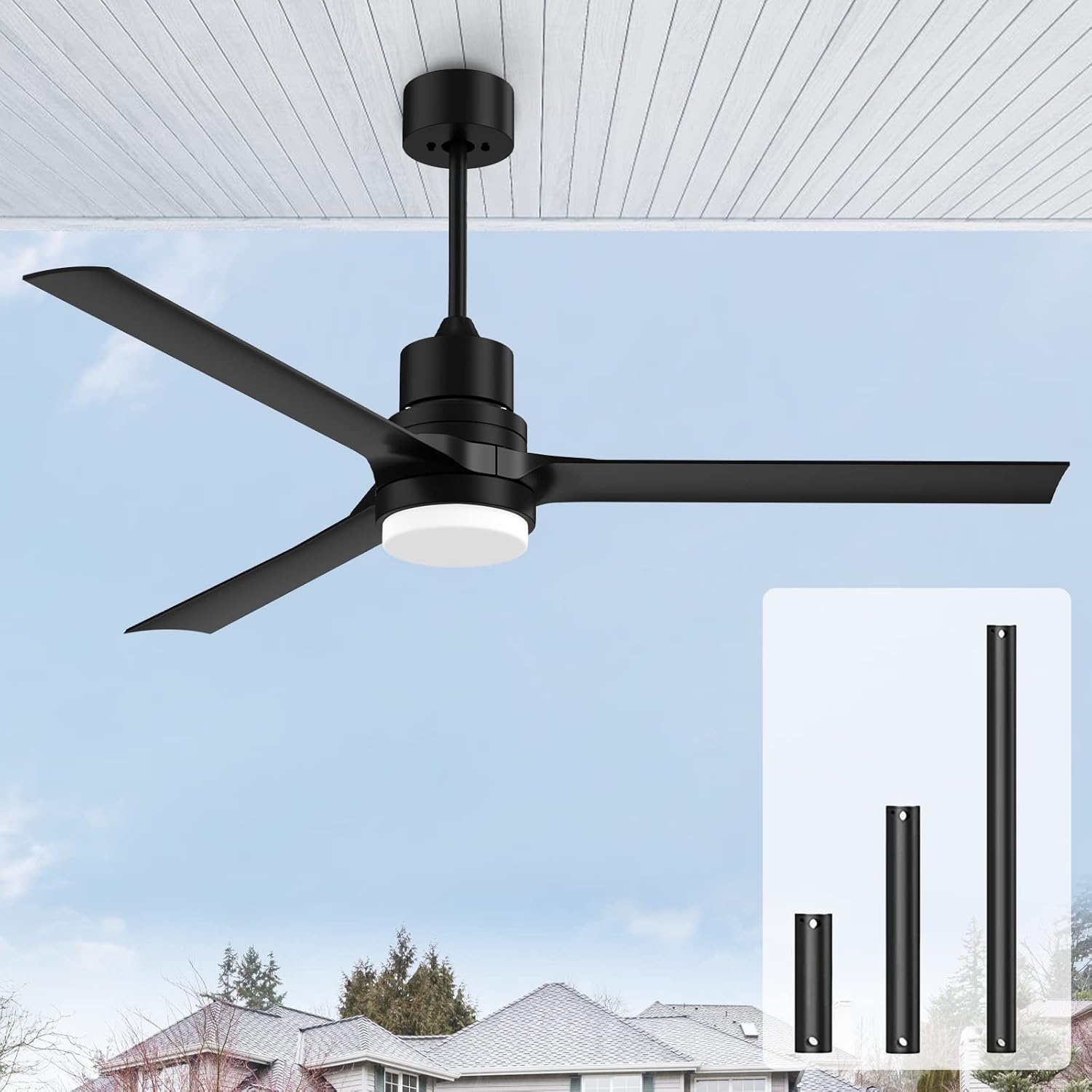 Black 60-inch Modern Ceiling Fans with Lights,Remo...