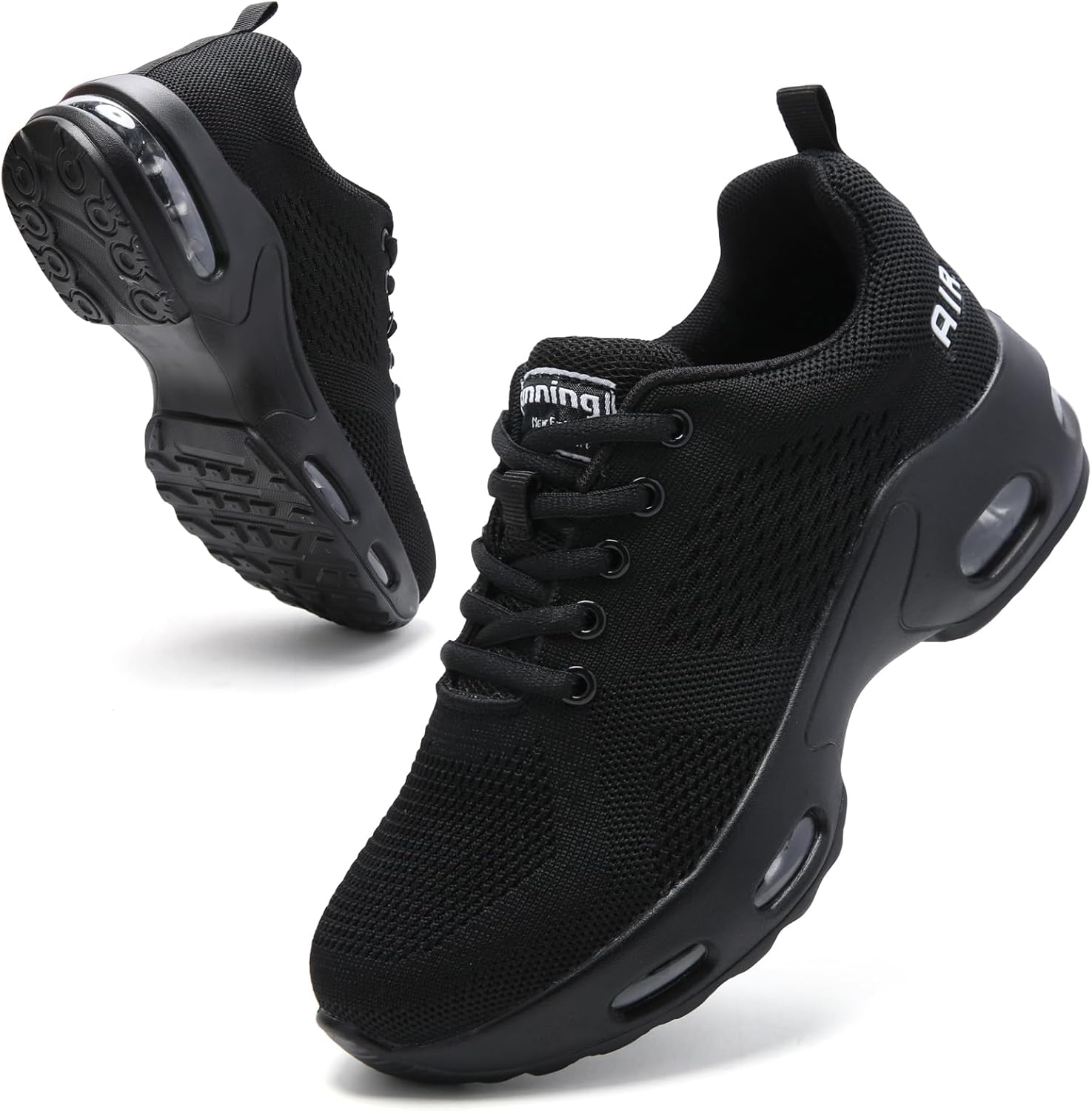 HJJ Womens Trainers Arch Support Air Cushion Mesh Sneakers 5.5 UK All Black