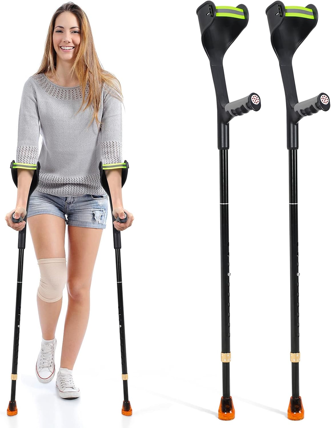 ELorgzem Forearm Crutches, Special Adjustable Crutches for Adults, Lightweight C...