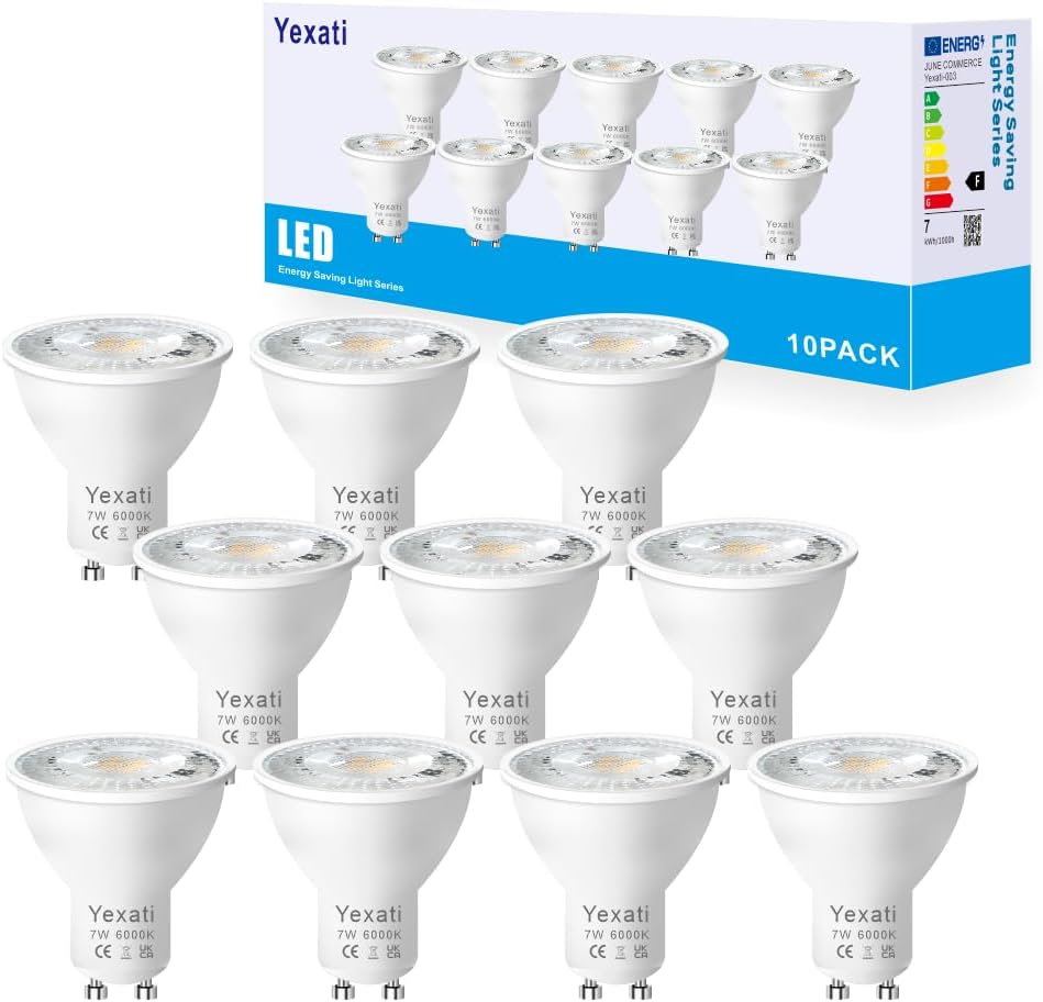 Yexati GU10 LED Bulbs,550 Lumens,7w(Equivalent to 50w Halogen LED),Cool White 60...