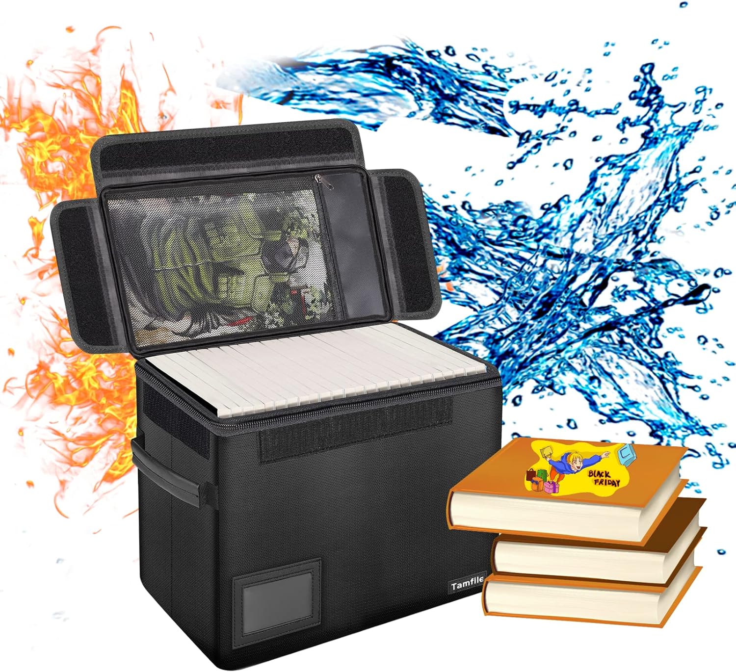 Tamfile Comic Book Storage, 15.6" X 7.5" X 11.4" Large Capacity Fireproof Comic...