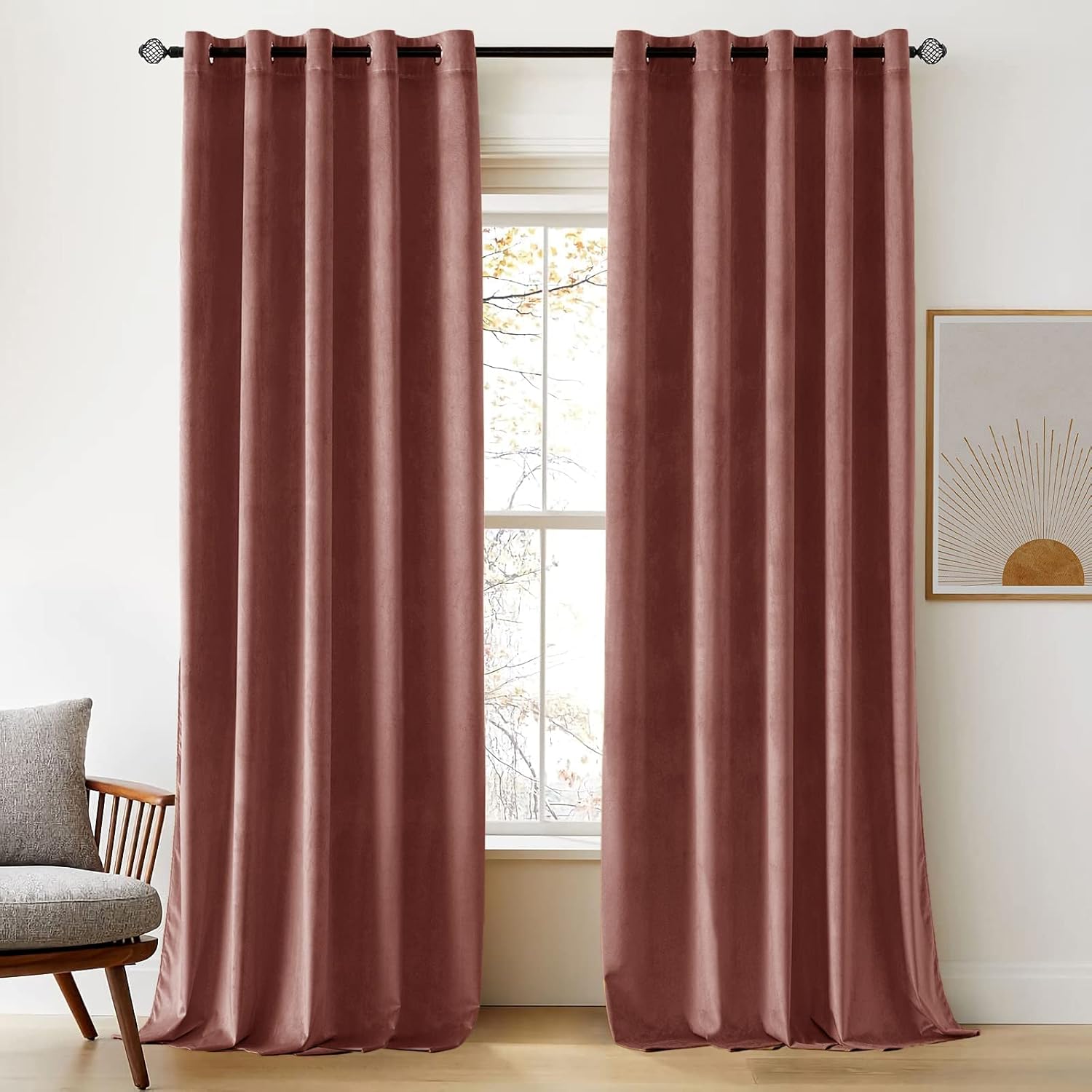Woaboy Super Soft Velvet Curtains, Special Luxury Eyelet Drapes, Innovative Blac...