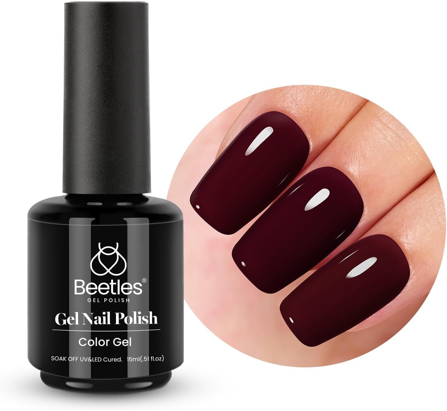beetles Gel Polish, Special 15mL Gel Manicure, Innovative Dark Red Burgundy Gel...
