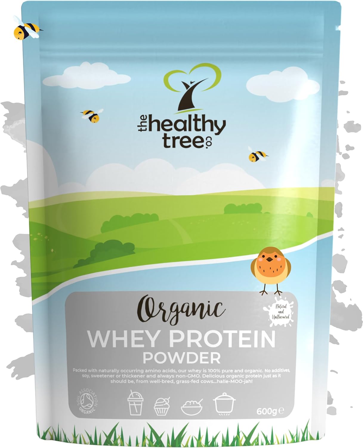 Organic Whey Protein Powder (600g) - Grass Fed Unflavoured Organic Protein Powde...
