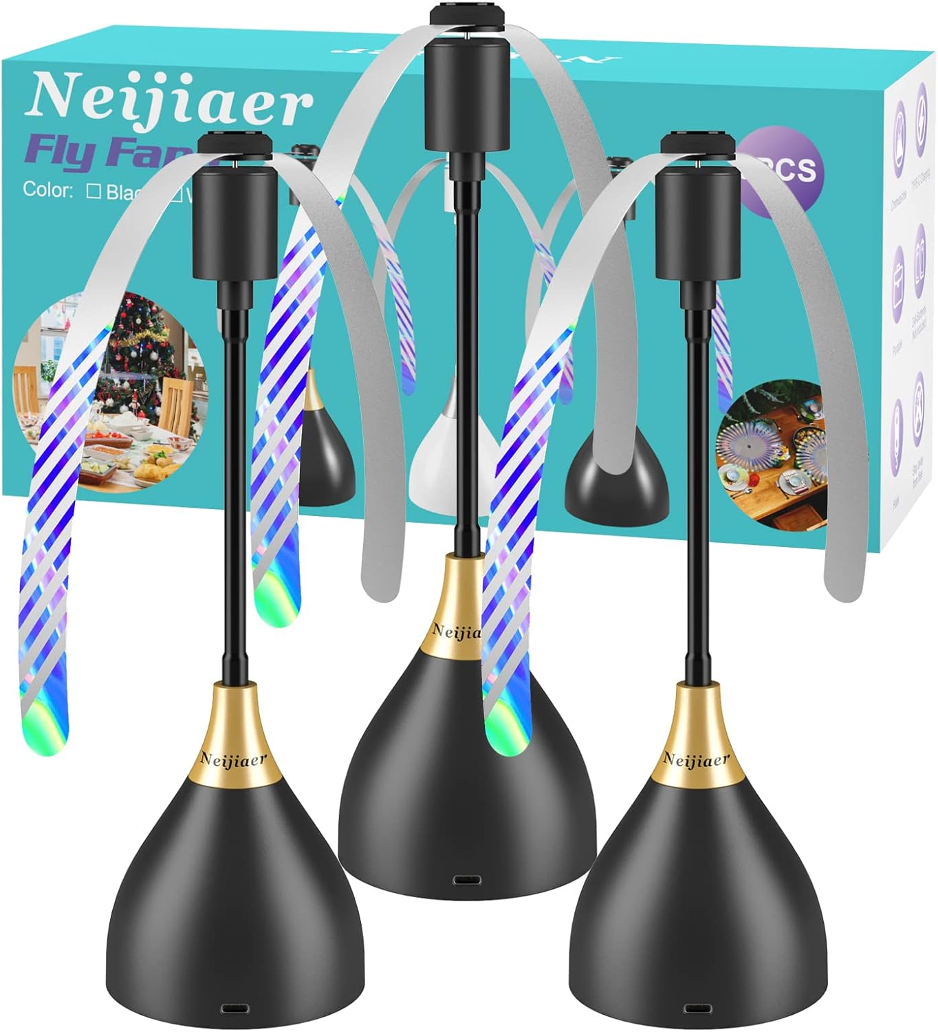 Neijiaer Fly Fans for Tables, Effective Fly Repellent Fan Keeps Flies Away with...