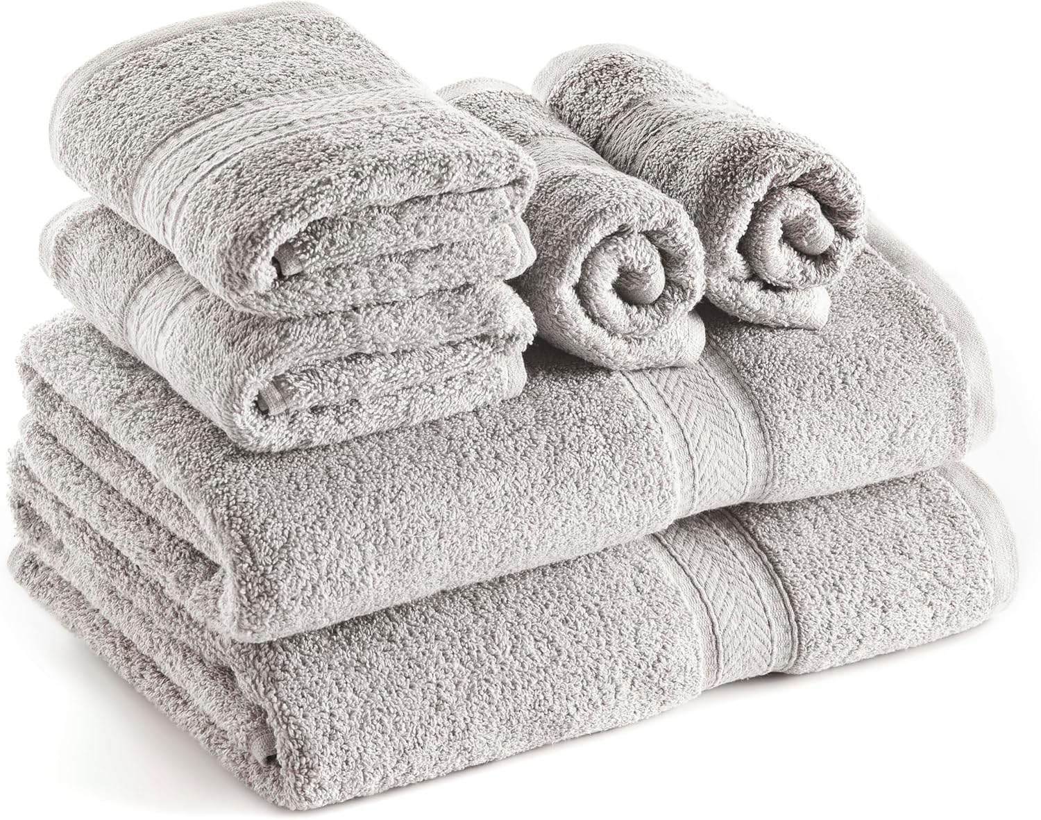 Sweet Needle 6 Piece Towel Set - 2 Bath Towels, 2 Hand Towels and 2 Washcloths C...