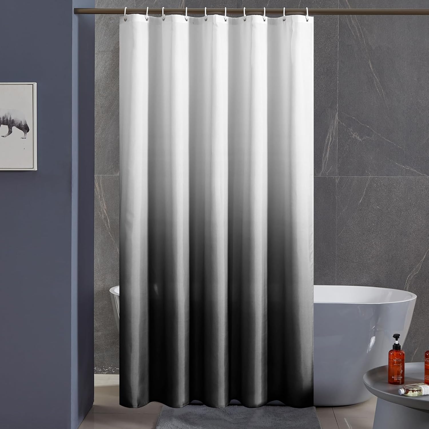Furlinic Shower Curtain for Bathroom Mould Proof Polyester Fabric Wetroom Bath C...