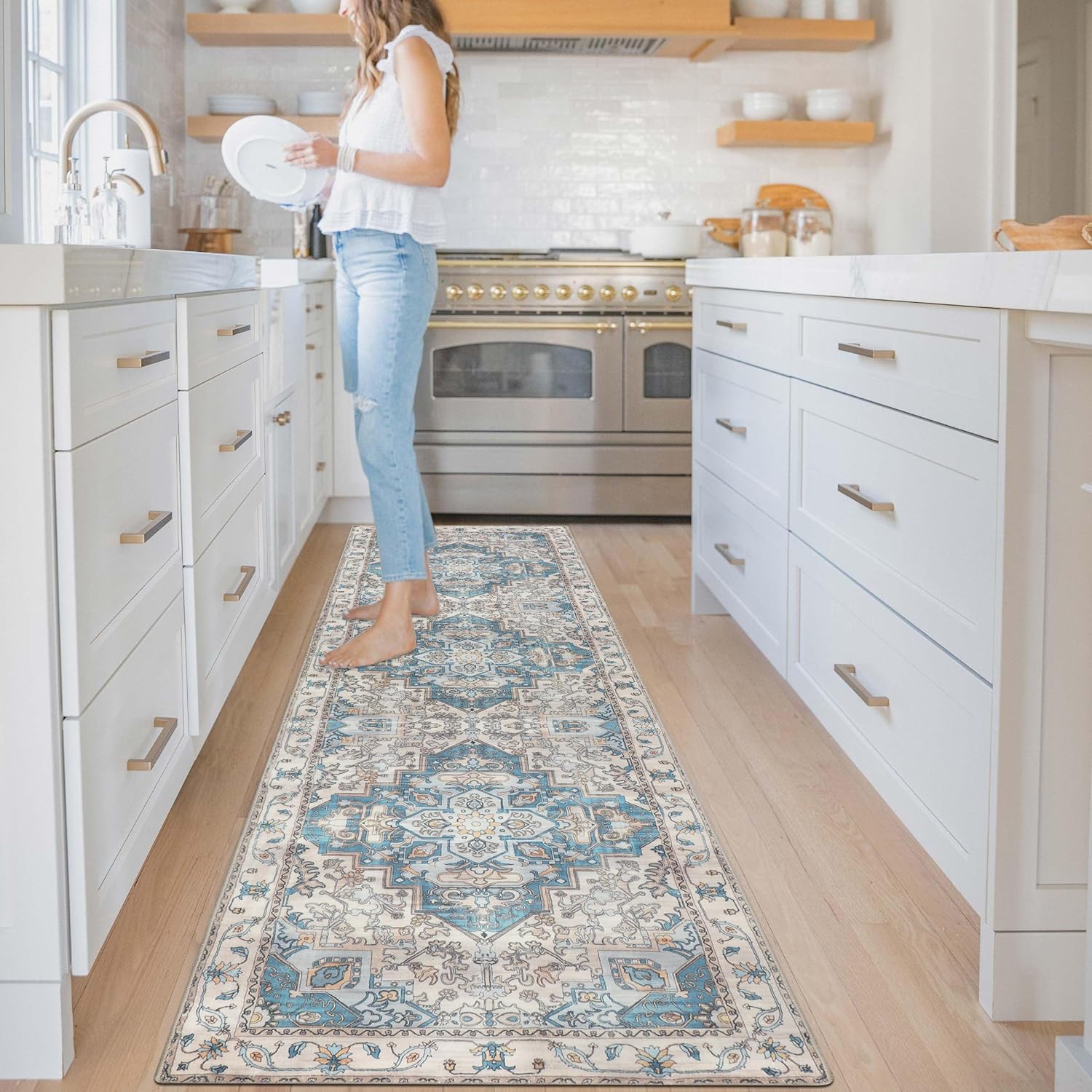 Homcomodar Runner Rug for Hallways 65x240cm Non Slip Floor Carpet Runner Washabl...