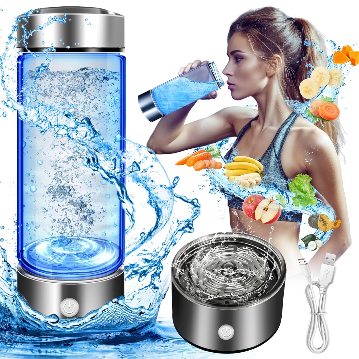 420ml Hydrogen Water Bottle,Portable Hydrogen Water Ionizer Machine,Hydrogen Wat...