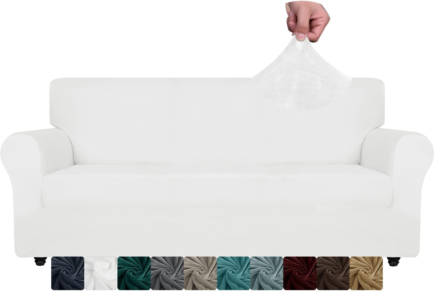 XINEAGE Velvet Couch Covers, Special Sofa Protector for 3 Cushion Couch, Innovat...