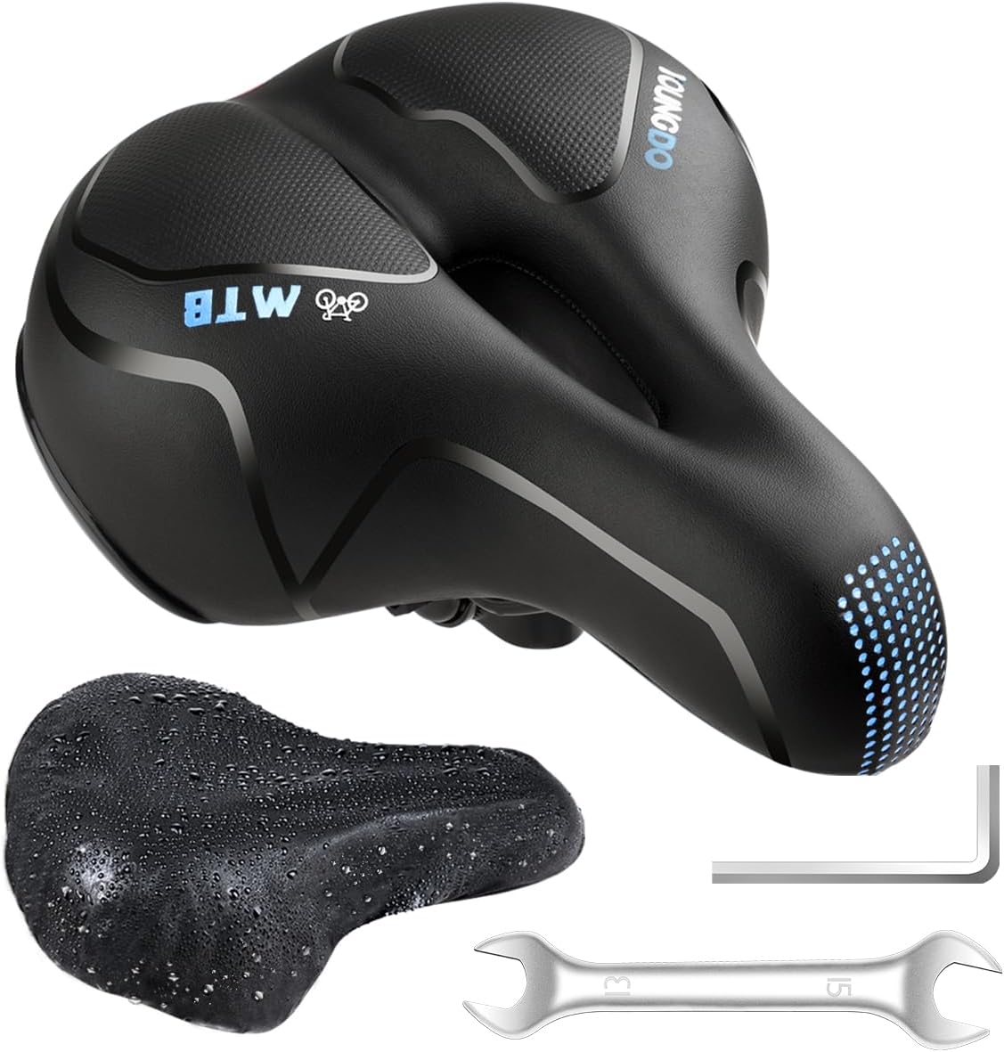 Bike Seat, YOUNGDO Bicycle Saddle Comfortable Soft Wide Road Bike Gel Saddles, B...