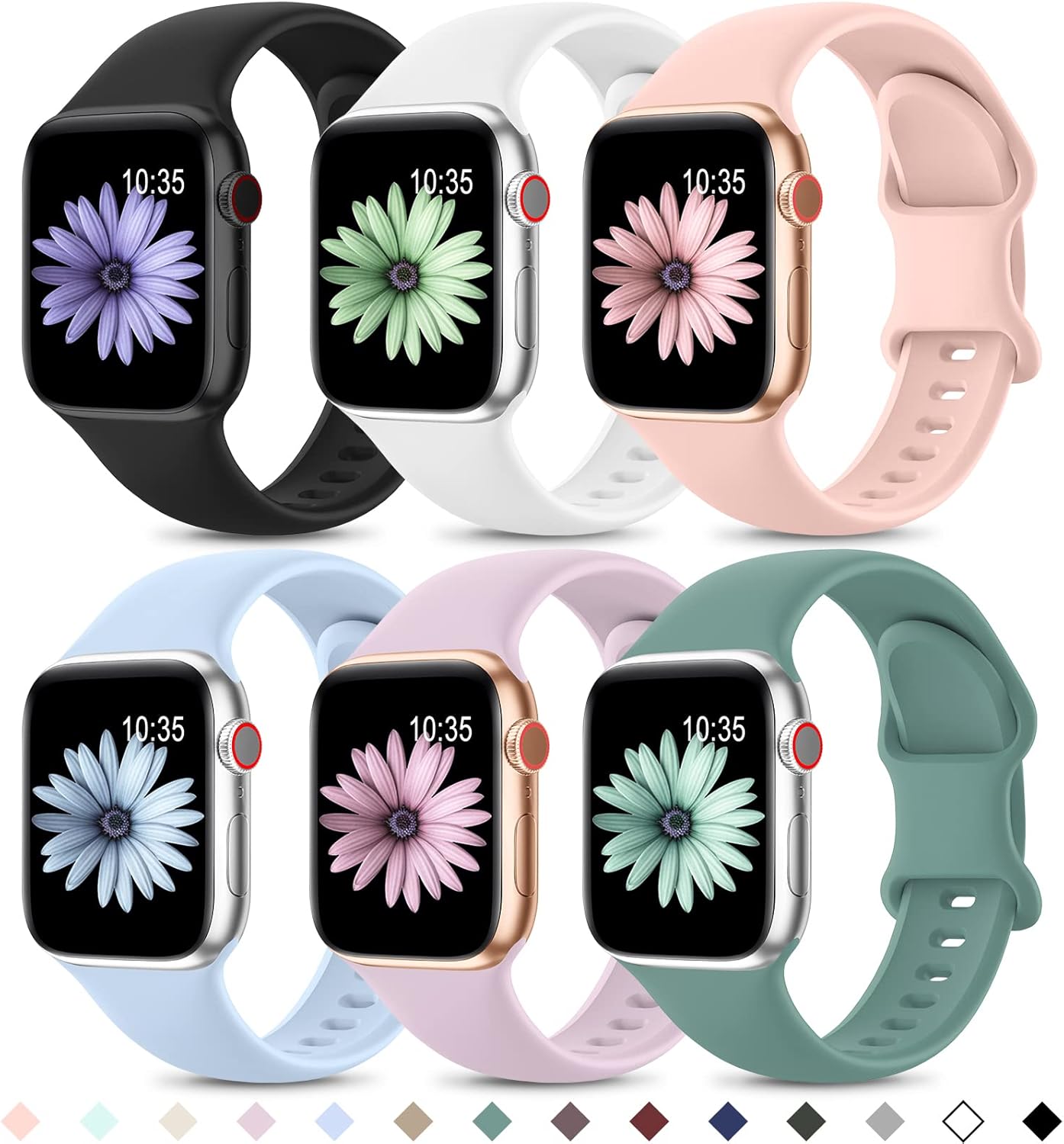 Higgs 6 Pack Straps Compatible with Apple Watch Straps 38mm 40mm 41mm Women Men,...