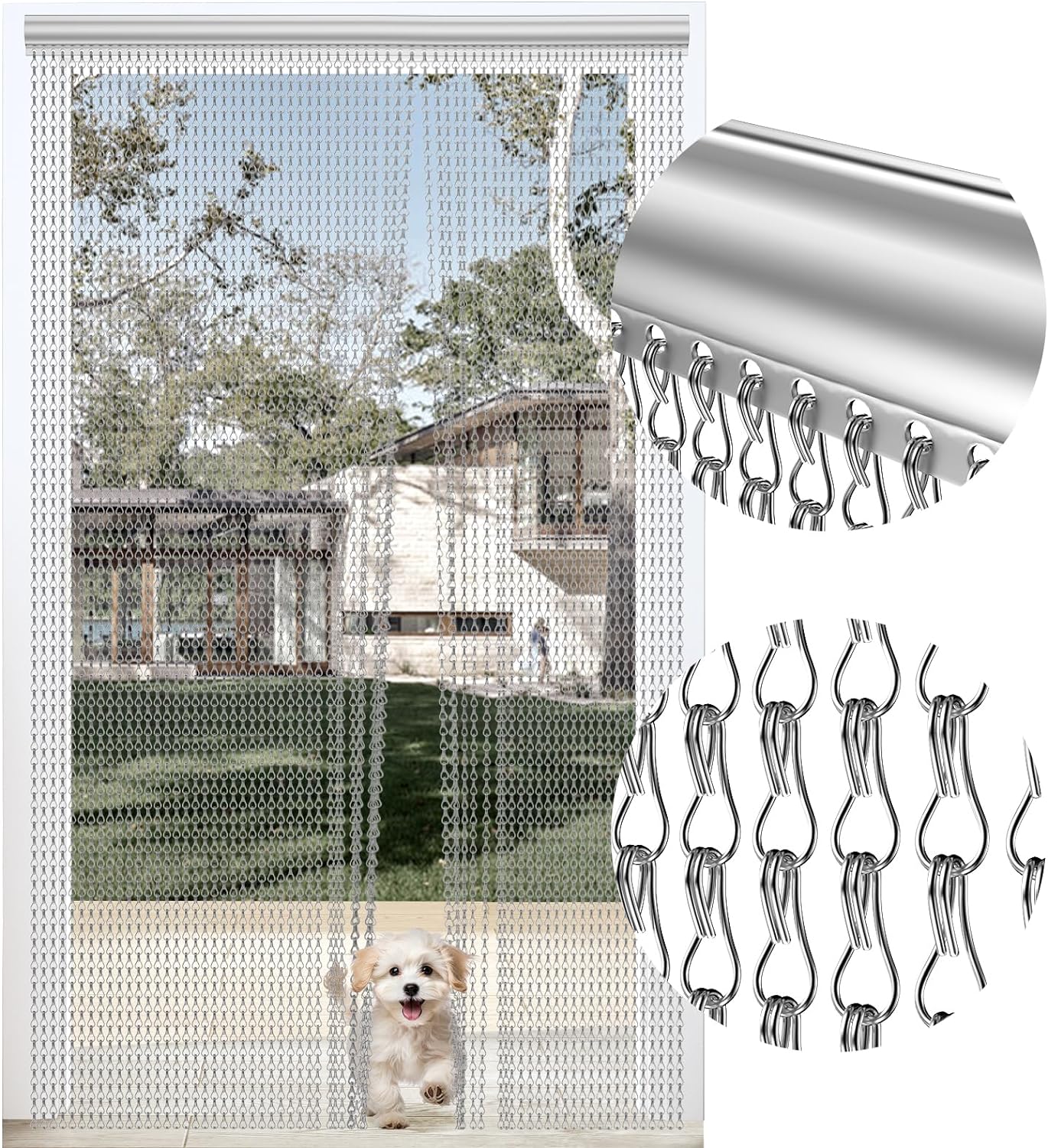 BriSunshine Door Fly Chain Screens, Special Aluminium Chain Curtain Metal Fly Sc...