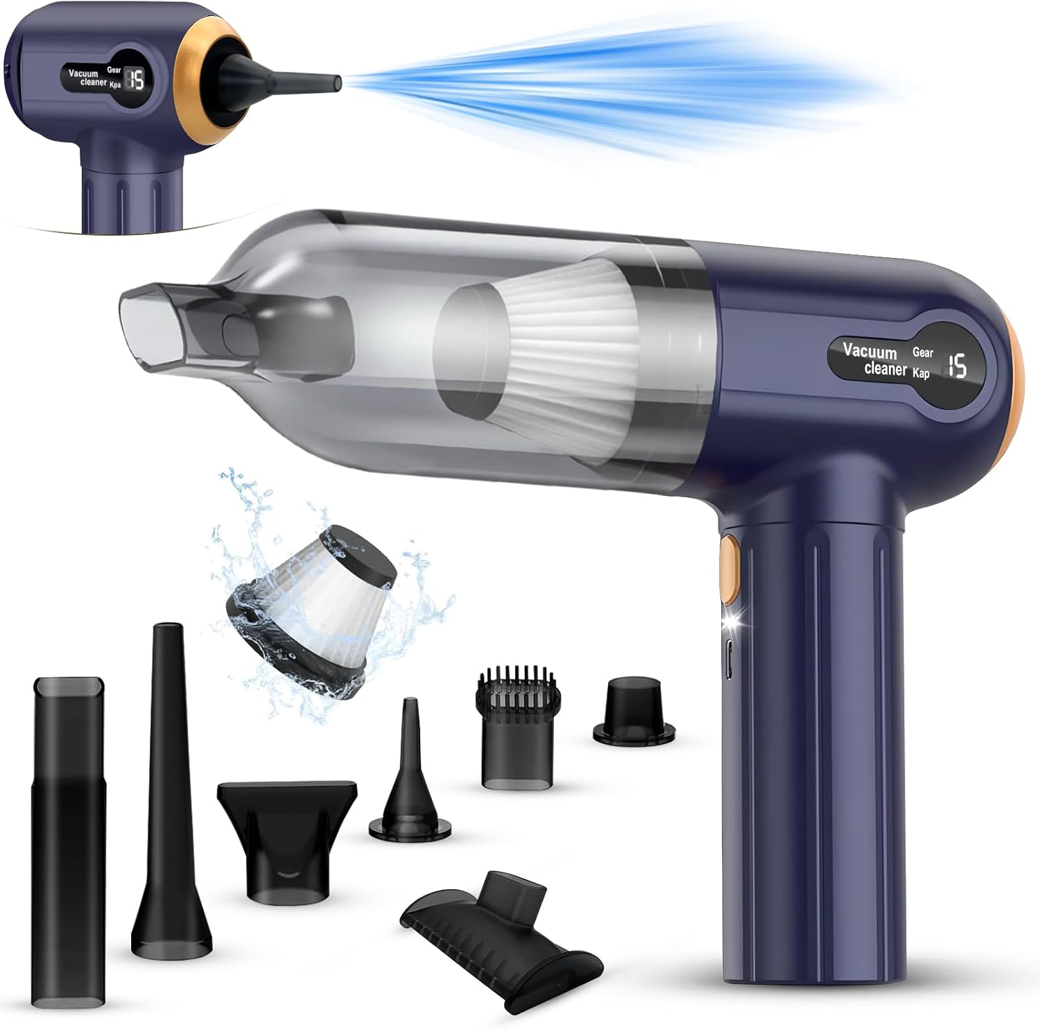 AKOFIC Handheld Vacuum Cordless, 15000Pa Car Vacuum Cleaner Cordless, Rechargeab...