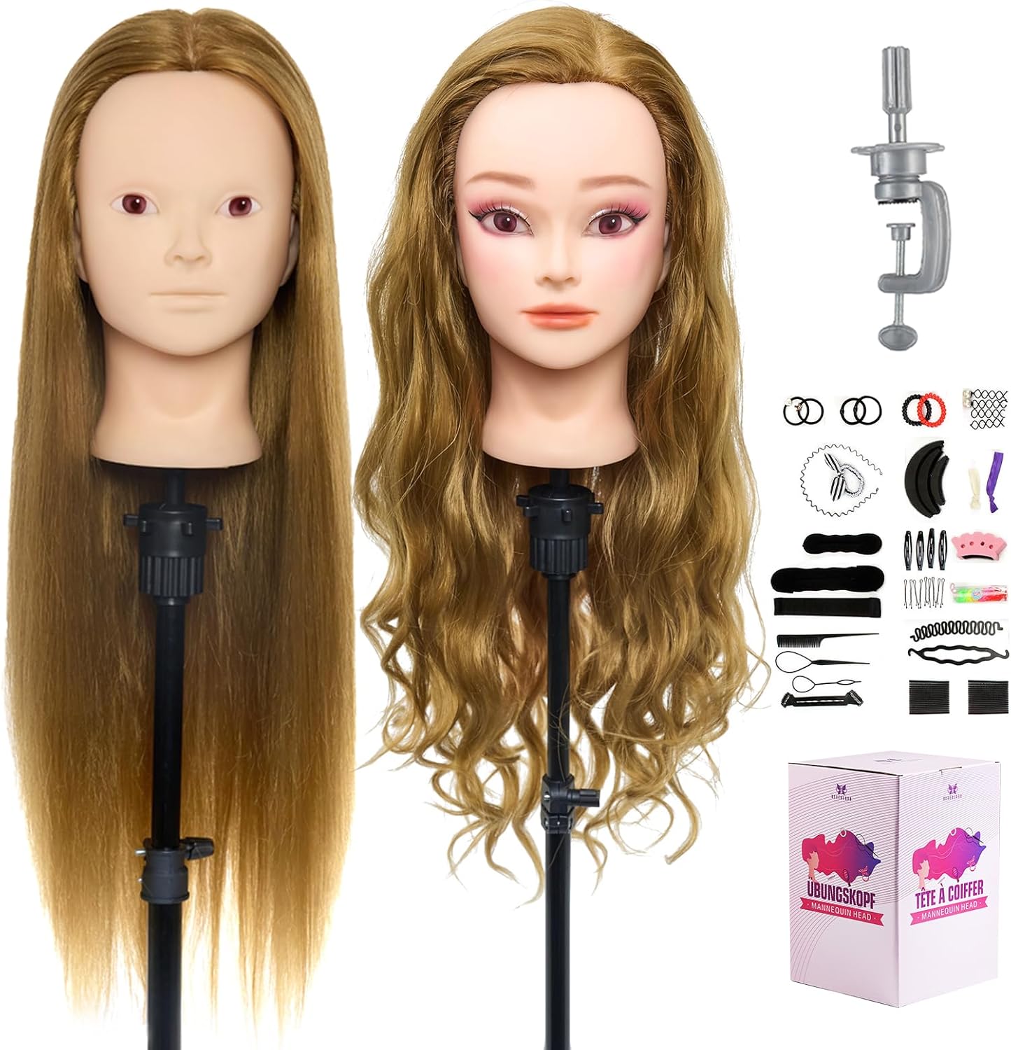 Neverland Training Head, Special Hairdressing Styling Head 24" Brown, Innovative...