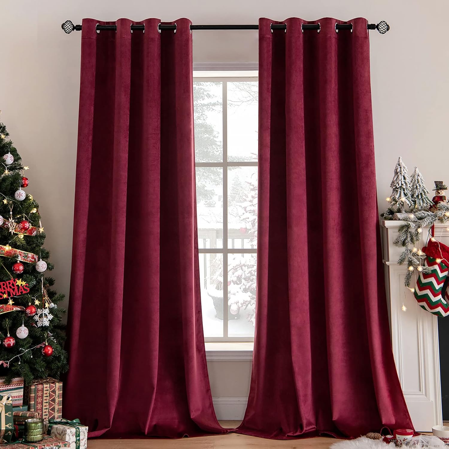 Elegant MIULEE Velvet Curtains, Special Eyelet Thermal Insulated Soundproof Curt...