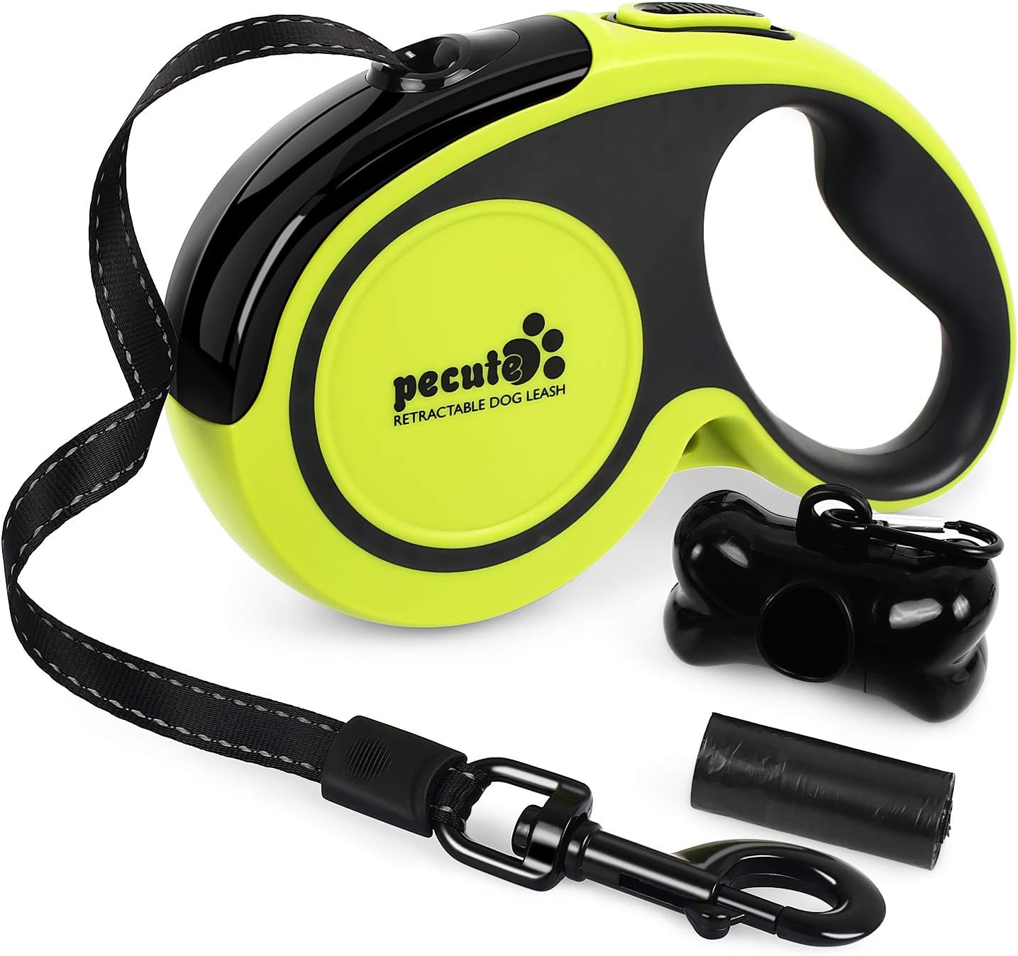 Pecute Retractable Dog Lead- Easy One Button Brake & Lock- Reflective Nylon Tape...