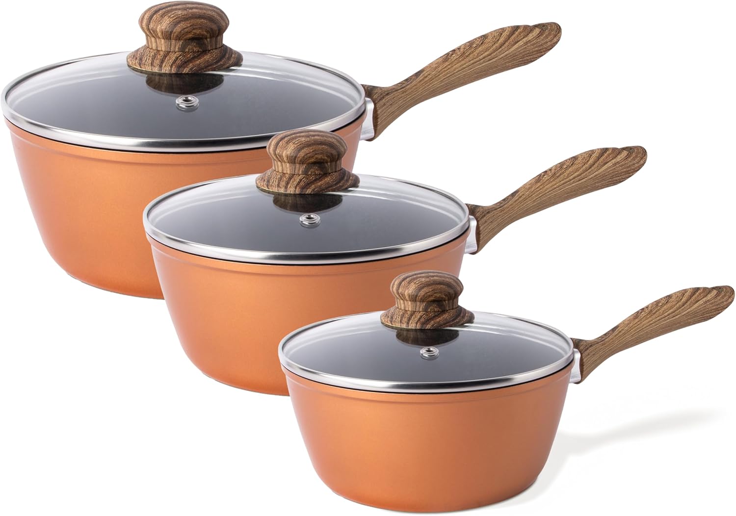 Non Stick Saucepan Set, Special Induction Saucepan with Lid, Innovative 3pcs Cop...