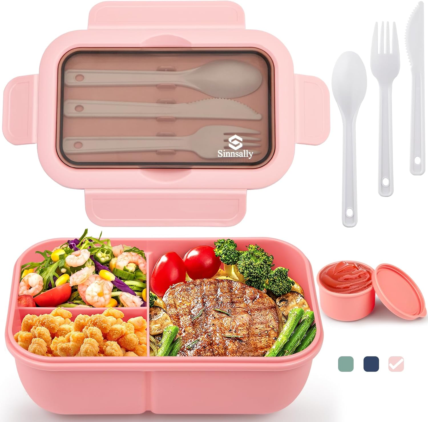 Sinnsally Lunch Box,1250ml Stackable Bento Box for Kids Adults,Packed Food Conta...