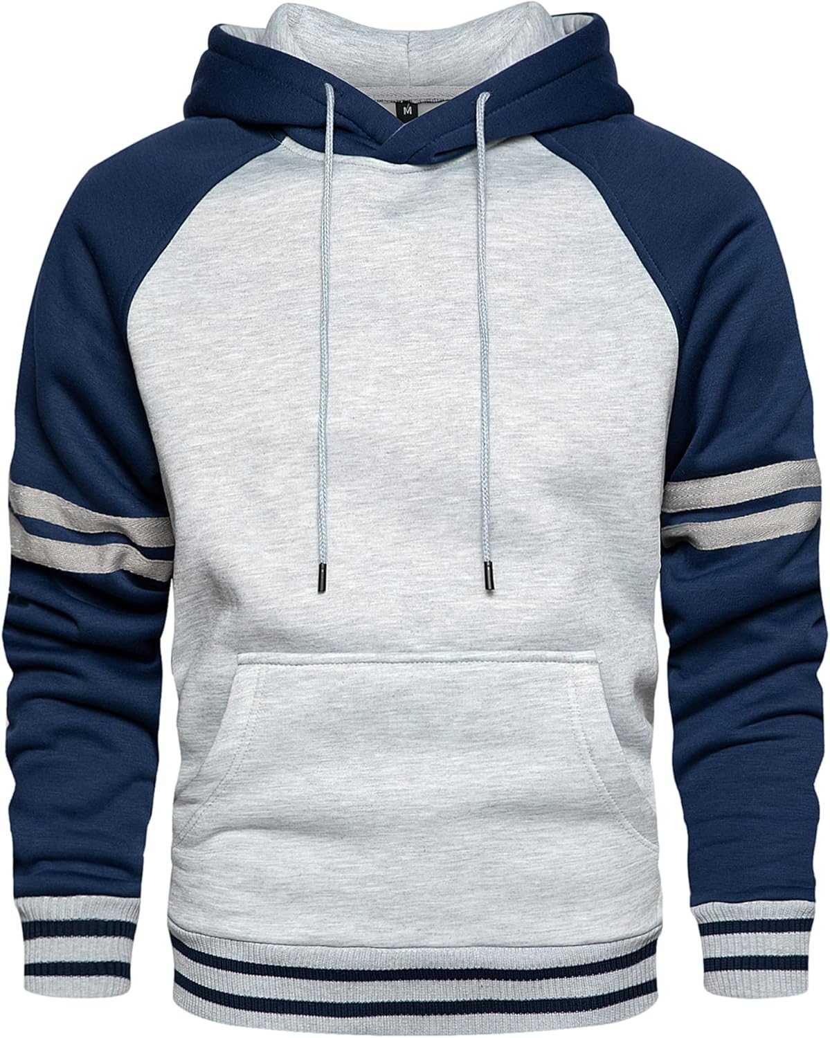 LBL Men's Fleece Hoodie Pullover Casual Hoody Contrast Color Drawstring Sweatshi...