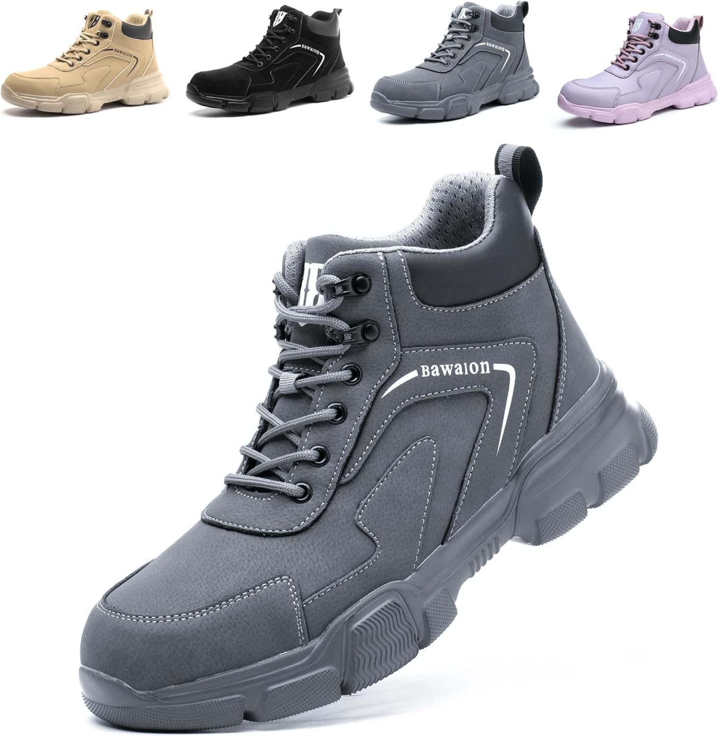 Bawalon Steel Toe Cap Boots, Lightweight Work Safety Shoes for Men and Women, Sp...