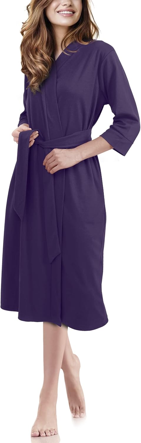 NY Threads Lightweight Women Dressing Gown, Unique Soft Cotton Blend Kimono Robe...