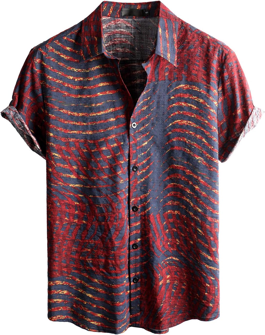 VATPAVE Mens Floral Hawaiian Shirts Short Sleeve Button Down Beach Shirts XL Red