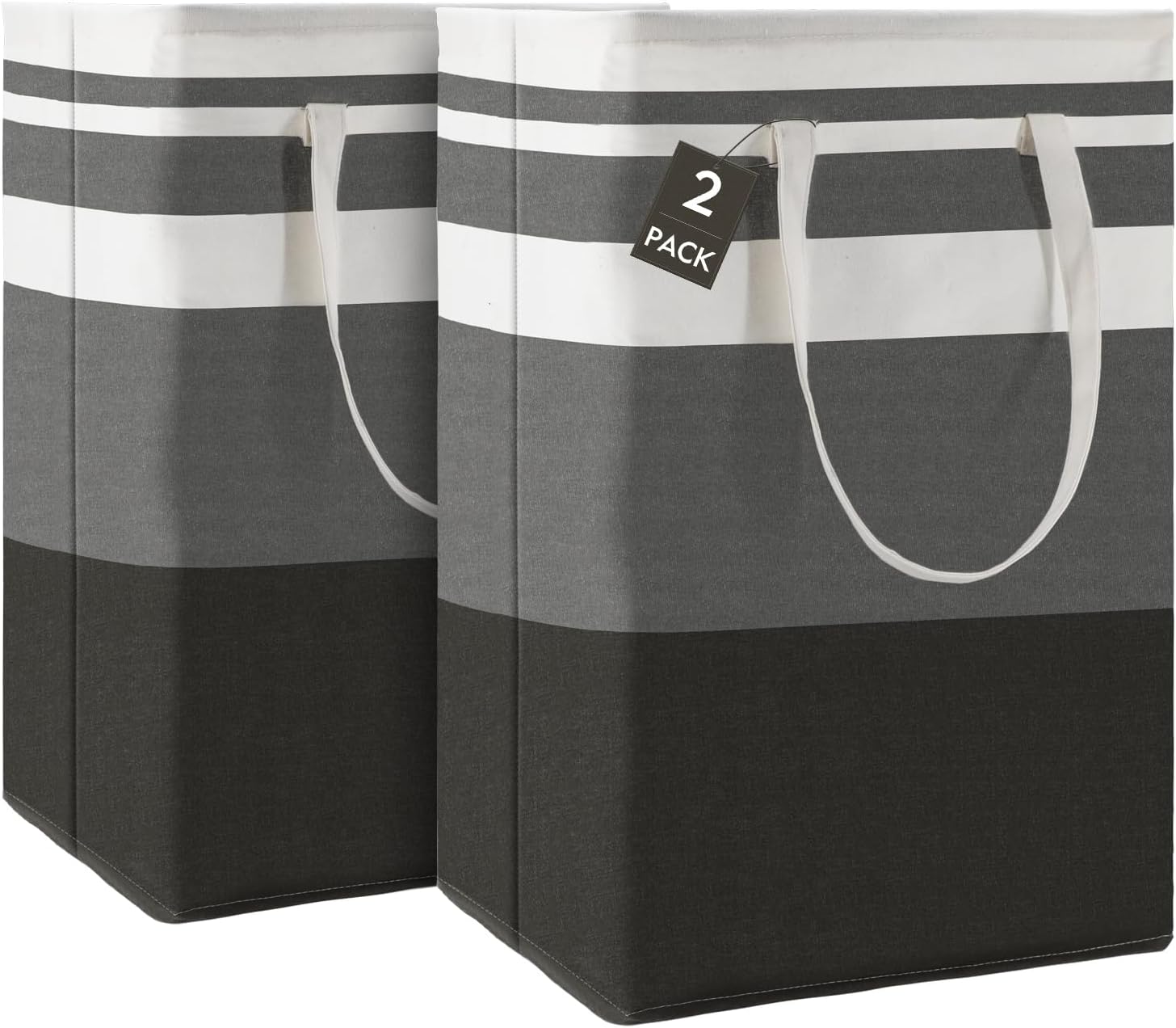 Maxsilan 80L 2-Pack Freestanding Laundry Basket, Special Laundry Hamper with Ext...