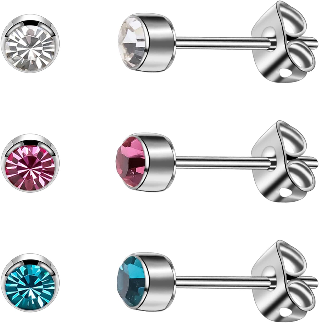 /High-Quality Affordable Earrings, 3 Pairs/Set Women's Stud Earrings Titanium Gi...