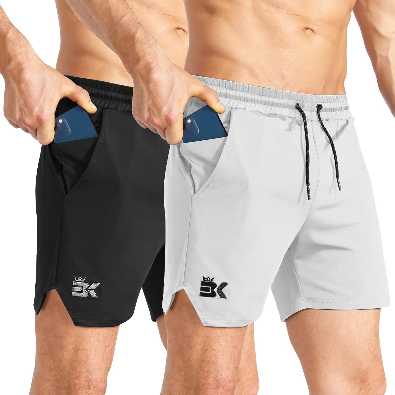 BROKIG Men's Lightweight Gym Shorts, Quick Dry Sport Workout Training Fitness Ru...