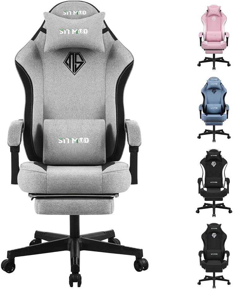 SITMOD Gaming Chair with Footrest-Computer Ergonomic Video Game Chair-Backrest a...