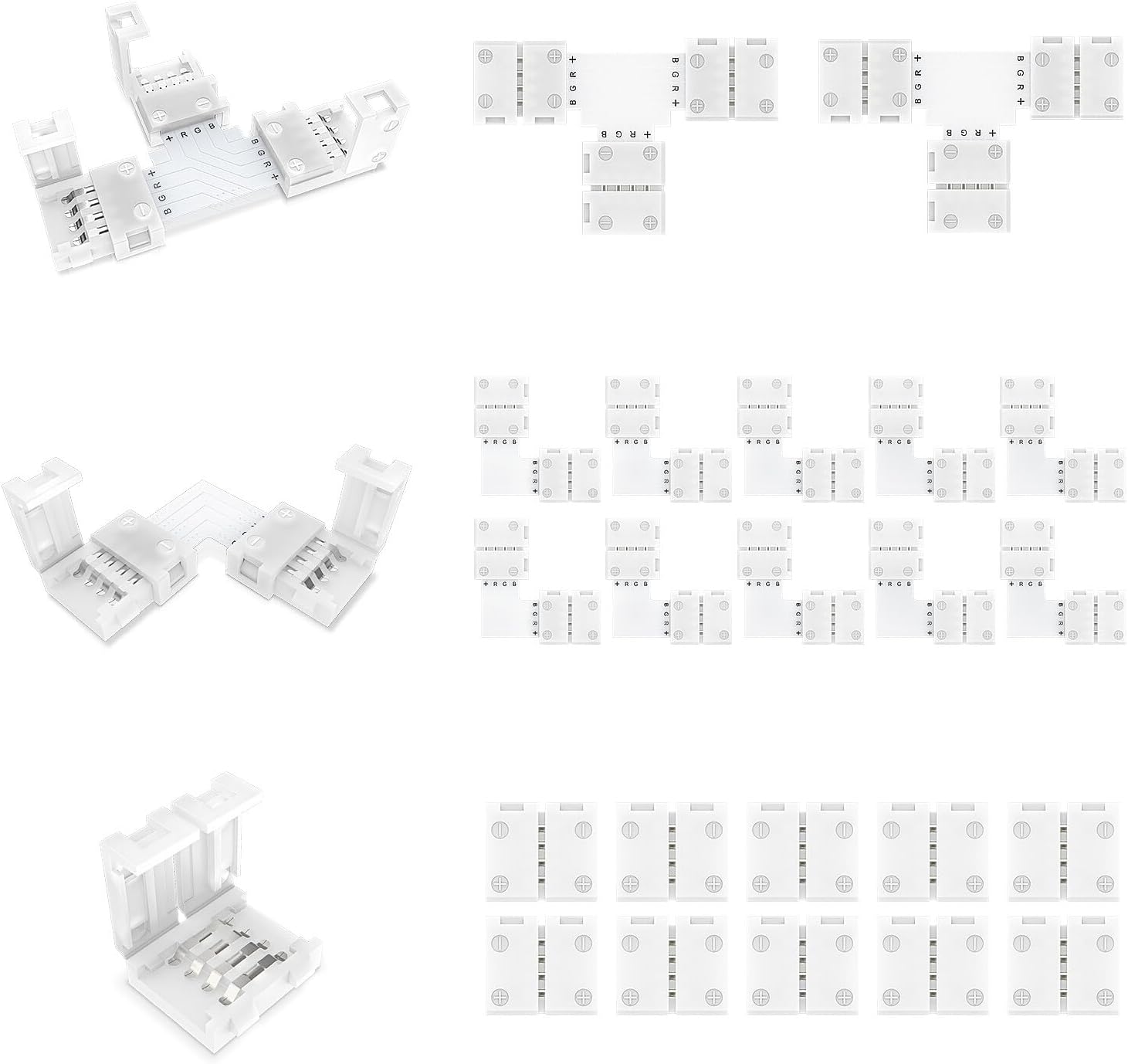 REDTRON LED Light Strip Connectors, 4 Pin RGB 10mm Solderless Connector Kit for...