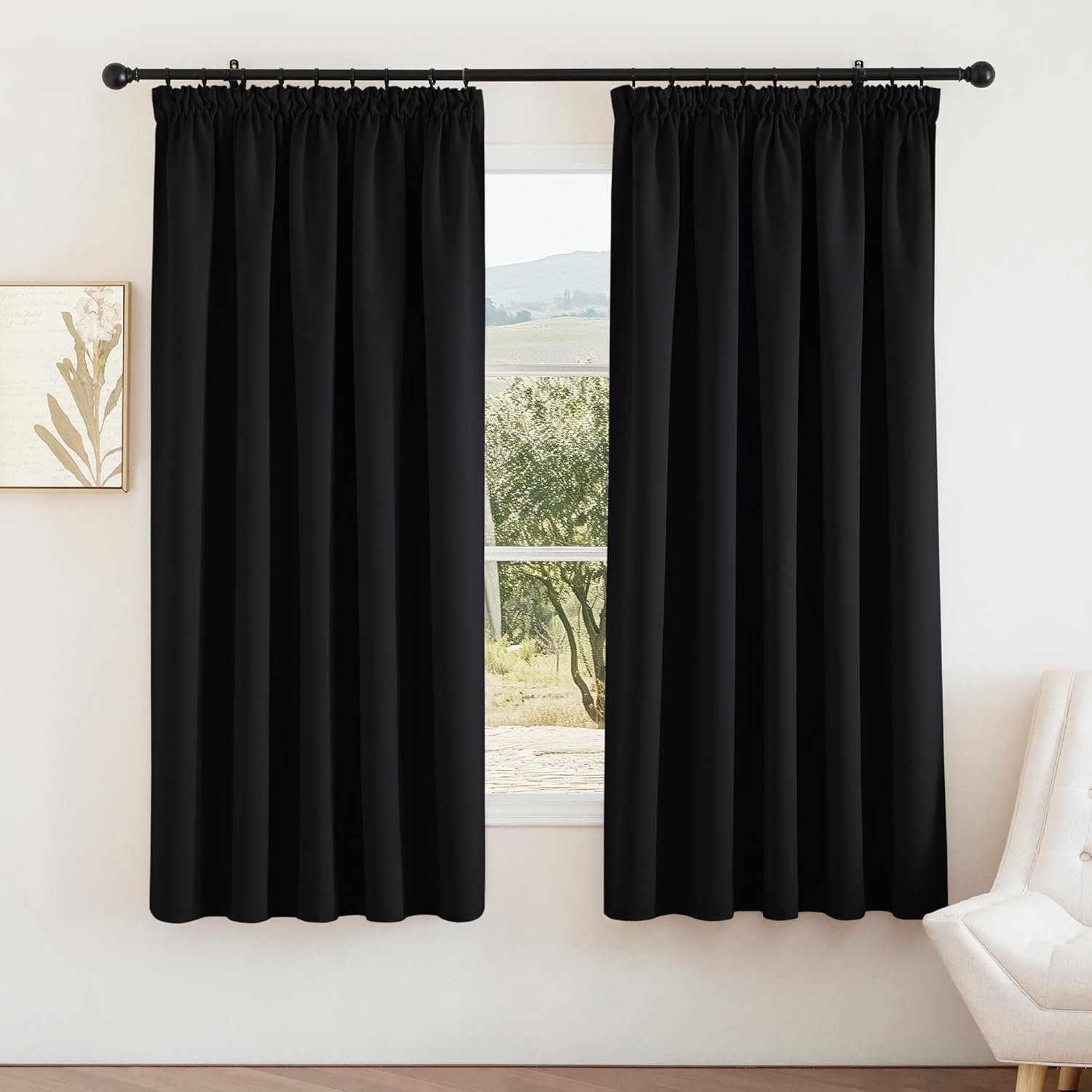 PONY DANCE Bedroom Blackout Curtains, Special Pencil Pleat Window Treatments, In...