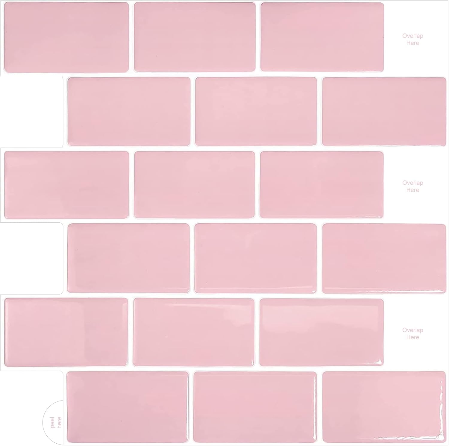 WoStick 10-Sheets 3D Self Adhesive Wall Tiles, Peel and Stick Wall Tiles, Splash...