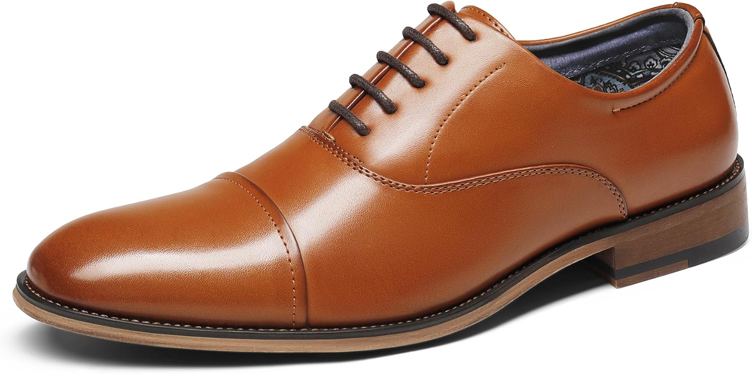 Bruno Marc Men's Lace-Up Leather Shoes, Classic Dress Shoes Brogues Derby, Comfo...