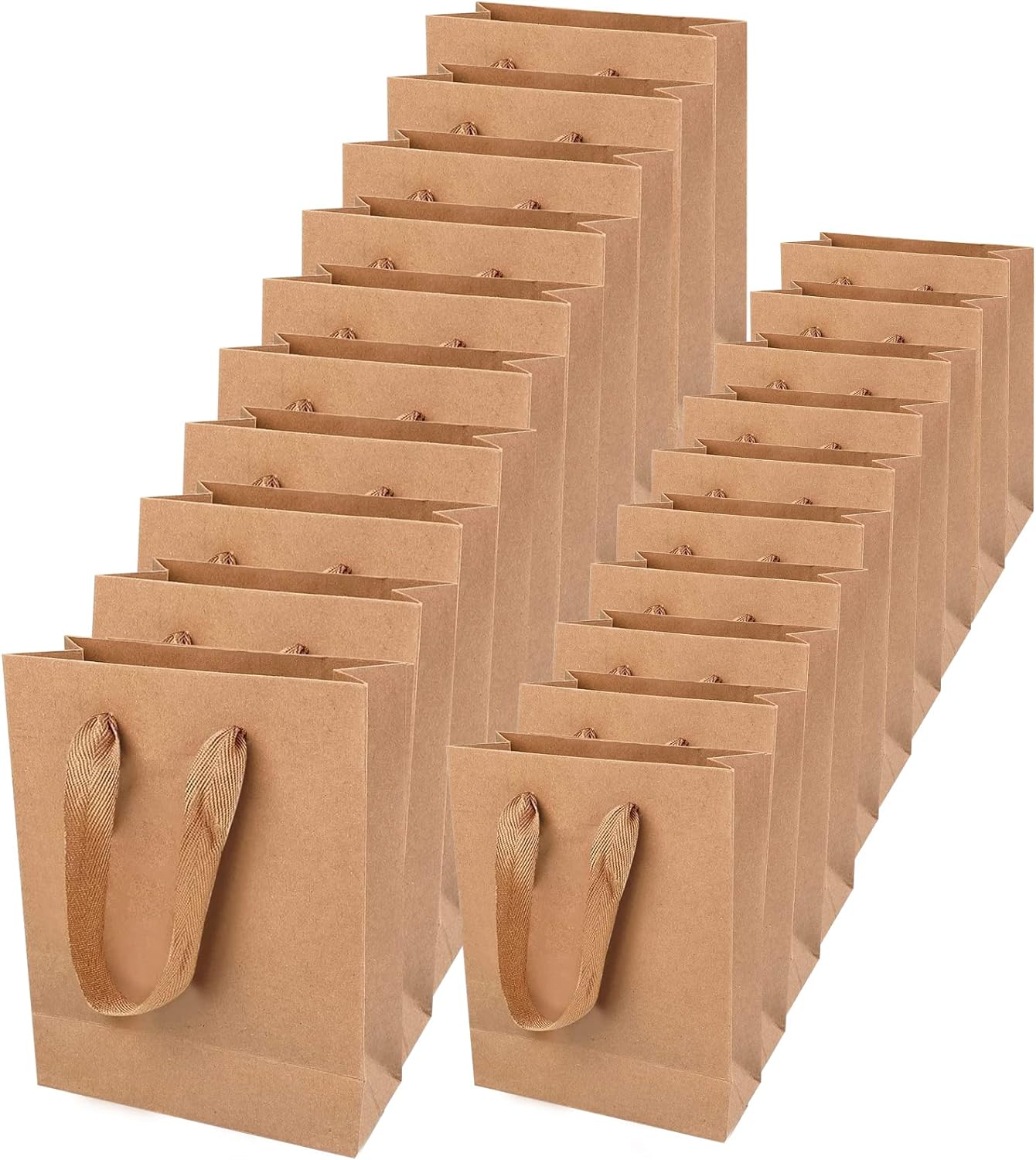 AKOFIC Brown Paper Carrier Bags, 20 Pack Brown Kraft Paper Bags Brown Paper Gift...