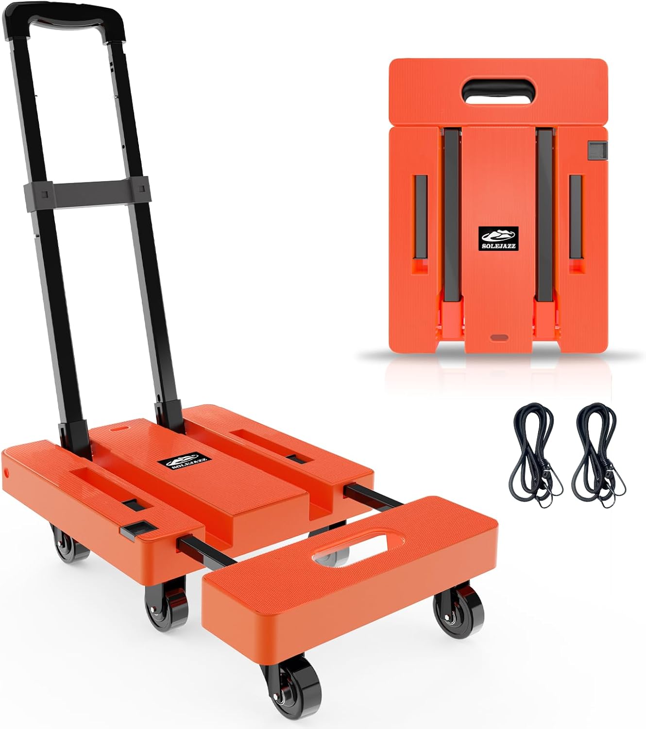 SOLEJAZZ Folding Hand Truck Dolly, Portable Dolly for Moving, 500LB Luggage Cart...